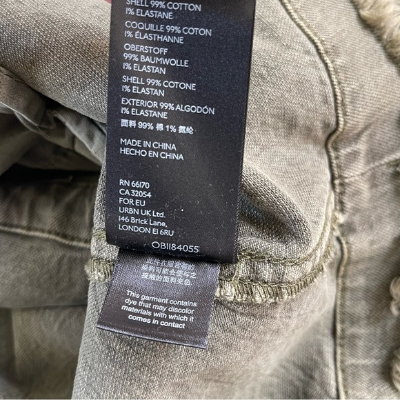 Free People Harley Military Denim Jean Jacket Women Medium Green Boho Travel - Picture 9 of 13